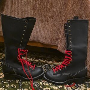 Wesco Black Leather Boot Shaft with Embossed Logo